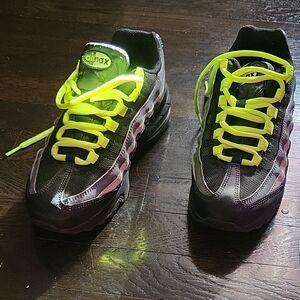 Nike Sneakers Black with Bright Neon- Big Kids Or Women